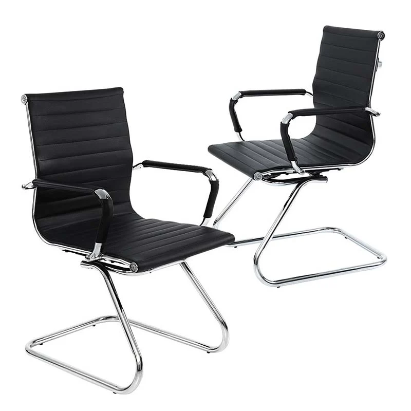 Set Of 2 Sled Base Office Chair Heavy Duty Conference Chair Pu Leather Guest Chairs For Guest Reception - High Quality Set For Everyday Use