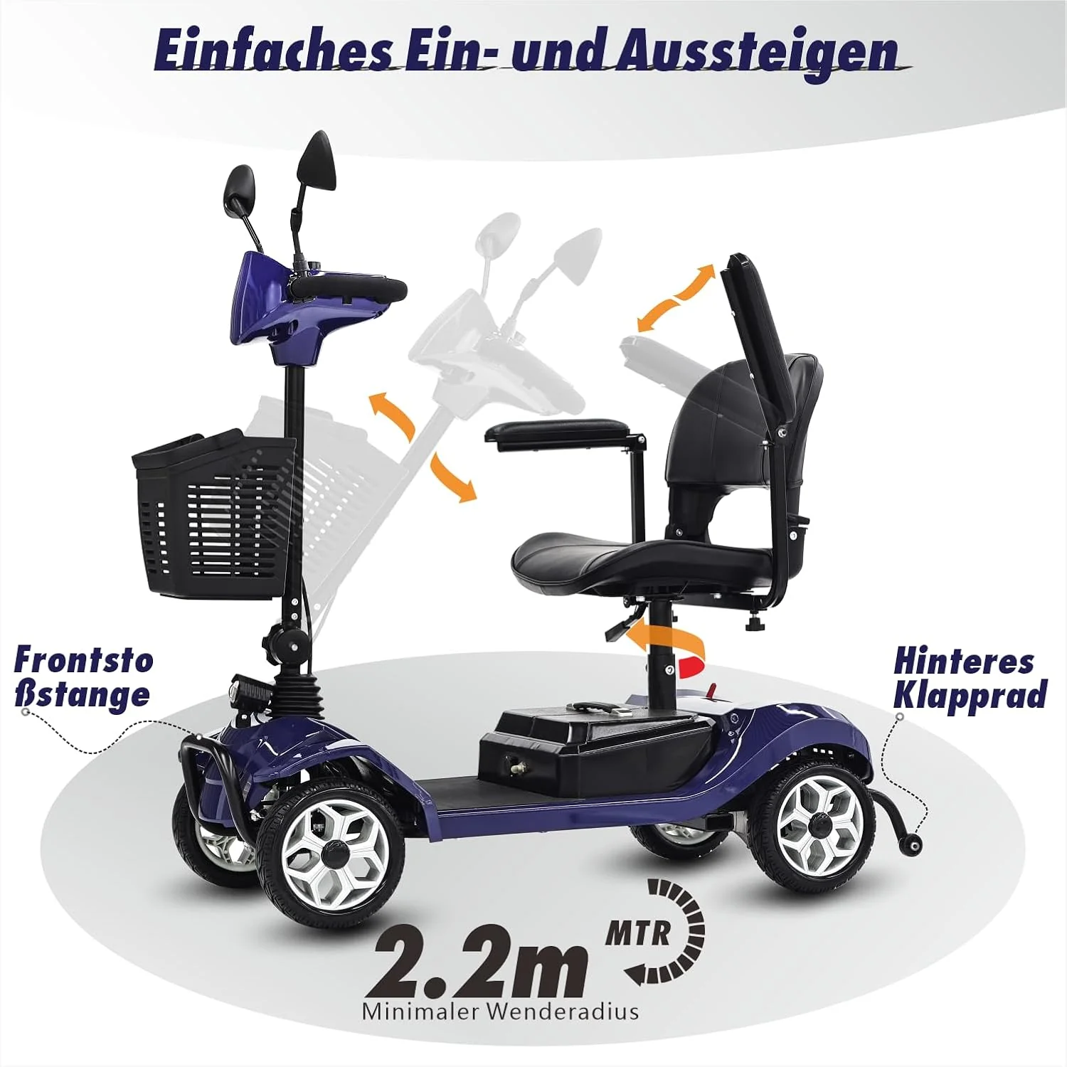 2025 Elektrische mobiliteitsscooter met 4 wielen voor volwassenen en senioren ?C Compact, krachtig model met langeafstandsaccu en achteruitkijkspiegels