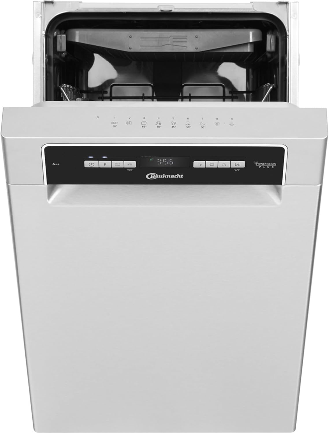 Bauknecht BSUO 3O23 PF X Unterbau-Geschirrspüler/ 45 cm Breite/PowerClean/Besteckschublade/Vollwasserschutz/Hygieneprogramm/Sensor-Programm/Kindersicherung