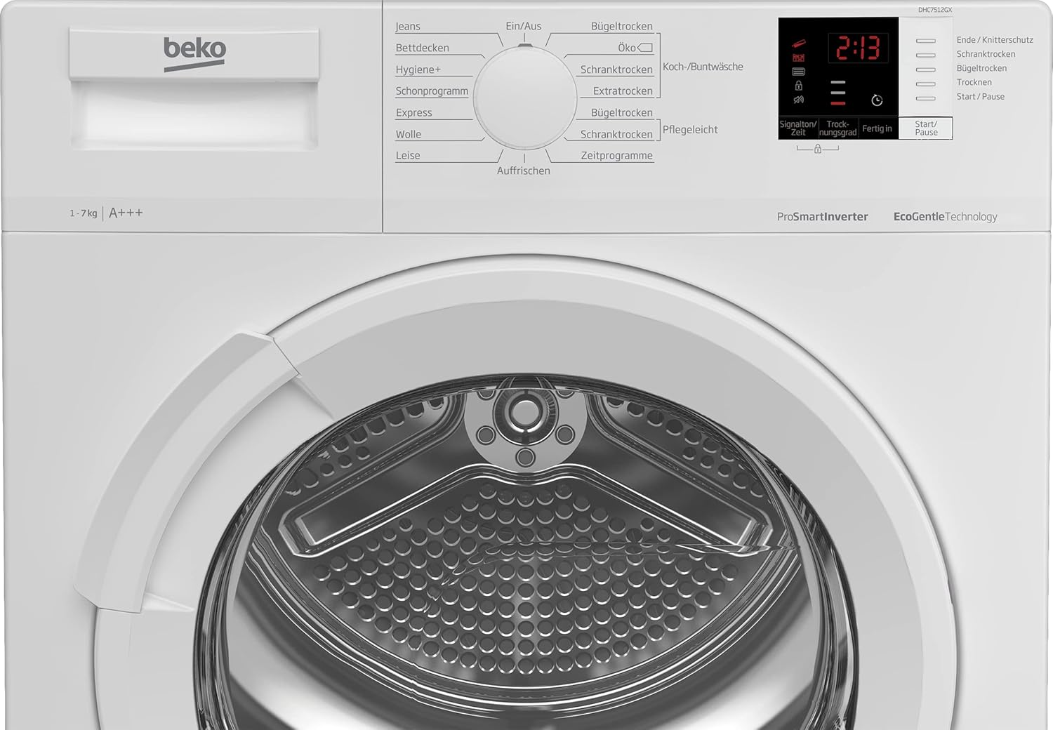 Beko DHC742GXS b300 Wrmepumpentrockner, Frontlader, 7 kg Beladungskapazitt, nur 50,8 cm tief, 15 Programme, Sonsortrocknung, Knitterschutz, Allergikergeeignet, Sulenfhig, Schontrommel, Wei