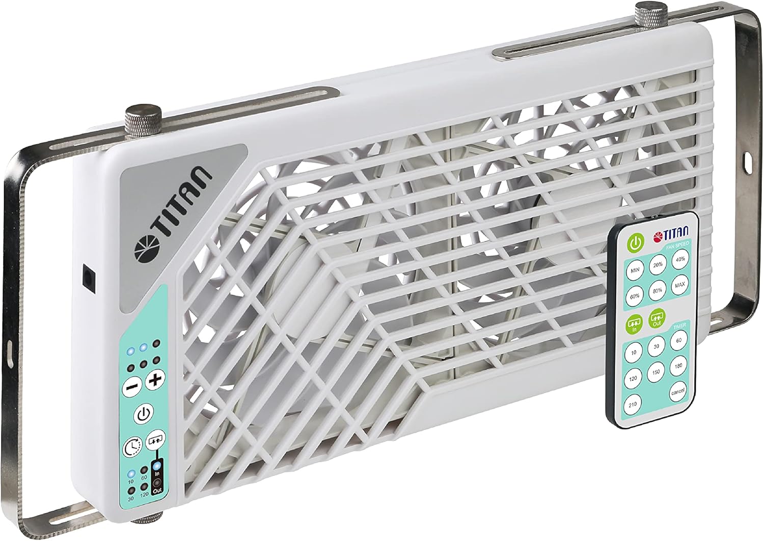 TITAN Leiser Dachventilator, 12 V Gleichstrom, 140 mm, doppelt, wendbar, Dachfensterventilator mit kabelloser Steuerung für Wohnmobil, Wohnmobil, TTC-SC21/V3
