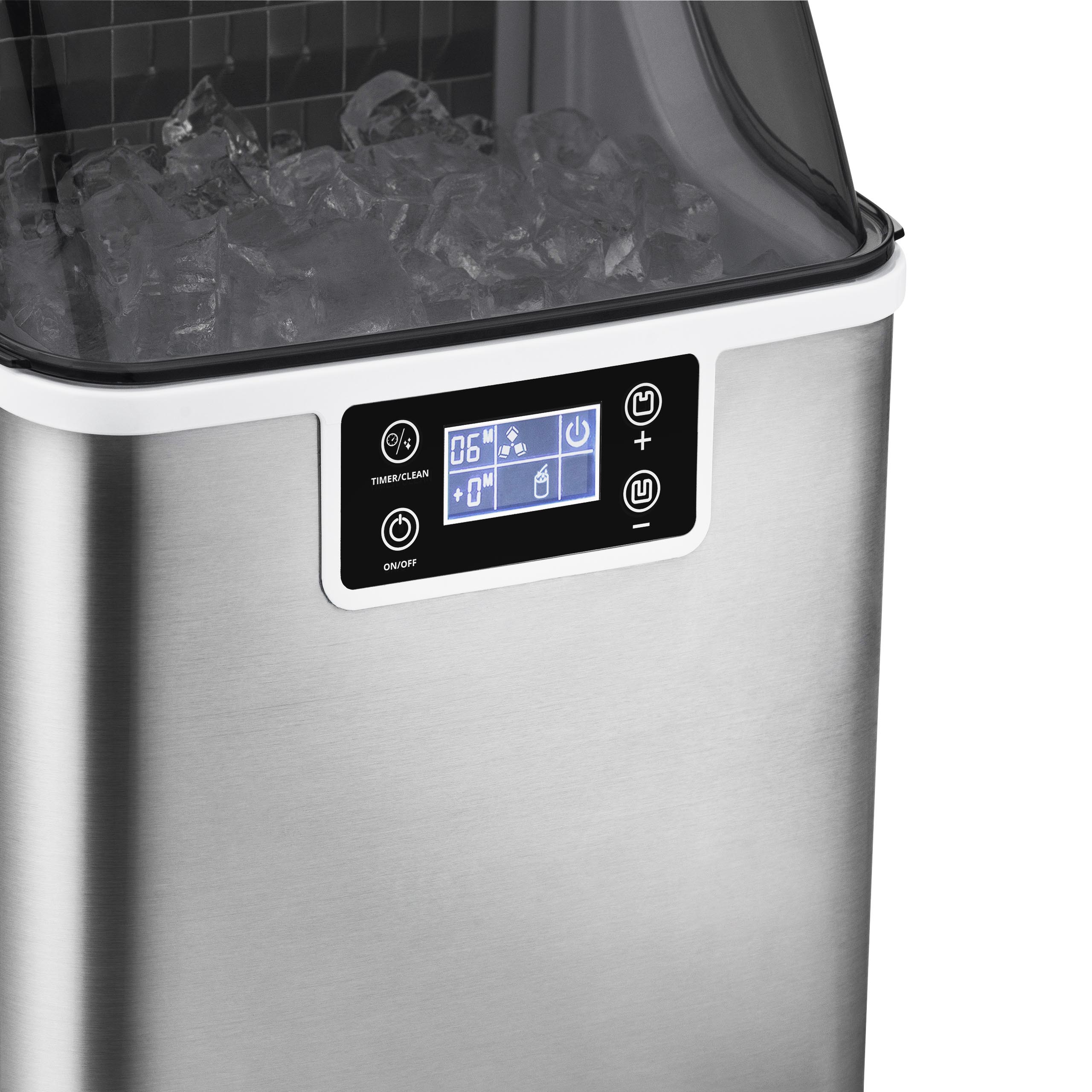 2025 Máquina de hielo de mostrador Newair® – Hielo transparente, 20 kg/día – Acero inoxidable