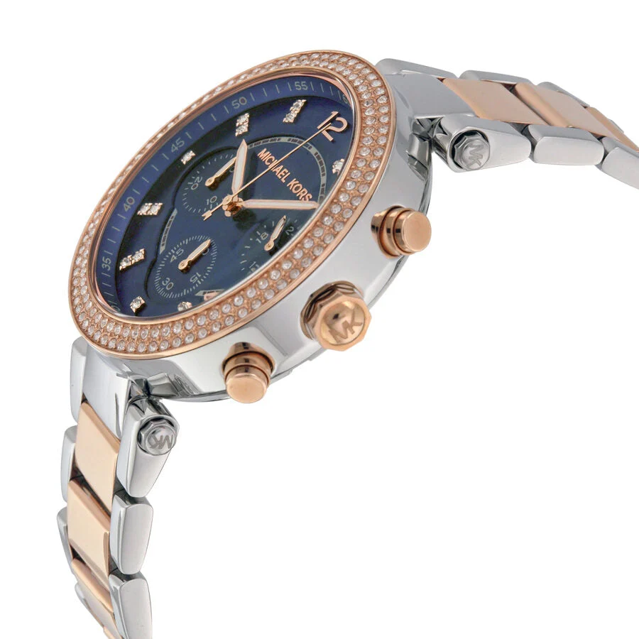Michael Kors Parker Chronograph Blue Dial Two-tone Ladies Watch MK6141