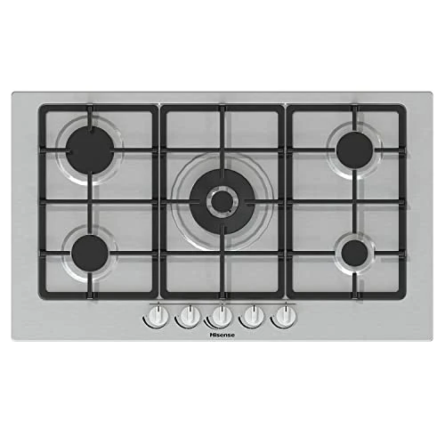 Hisense GM973XF Piano Cottura a Gas, 5 Zone di Cottura, Larghezza 90 cm, Griglie in Ghisa, Accensione Integrata, Inox Anti Impronta, Bruciatore Wok 86x51x9cm : Amazon.it: Grandi elettrodomestici