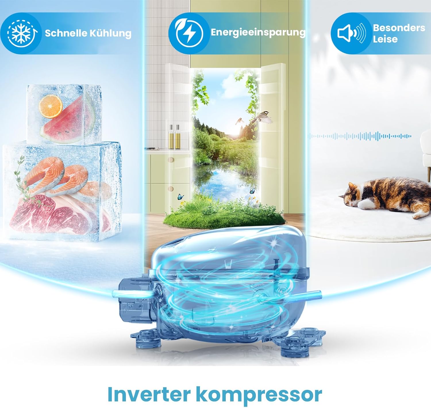 Comfee RCD113WH3EU(E) 113L Kühl-Gefrierkombination,113L Kleinkühlschrank mit 4-Sterne-Gefrierfach, 16L Gefrierfach -18℃-8℃,35dB, Inverter-Kompressor,Weiß