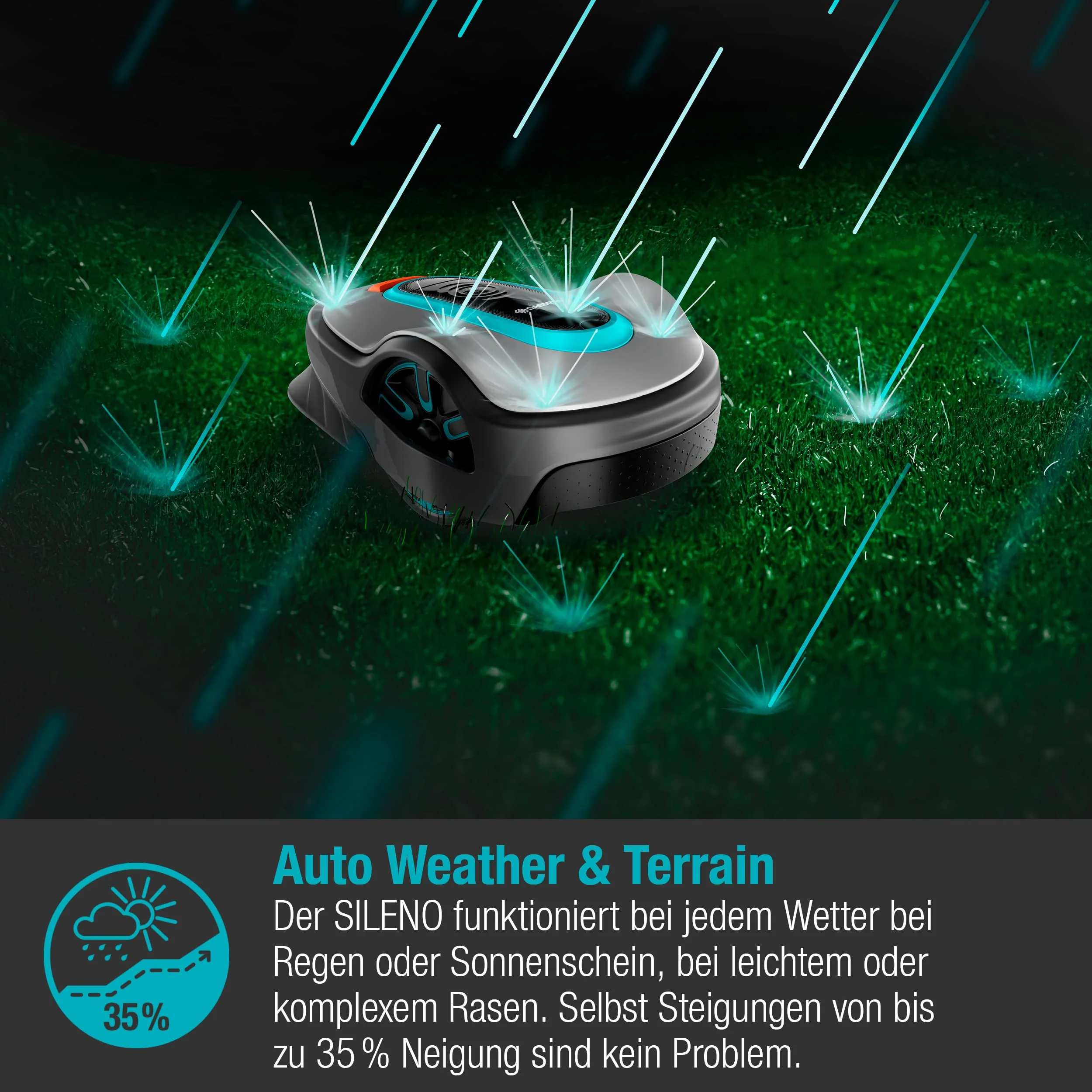 2025 Robot cortacésped Gardena SILENO minimo 350 m²: cortacésped inteligente con conectividad óptima, programable vía la aplicación Gardena Bluetooth (15208-47)