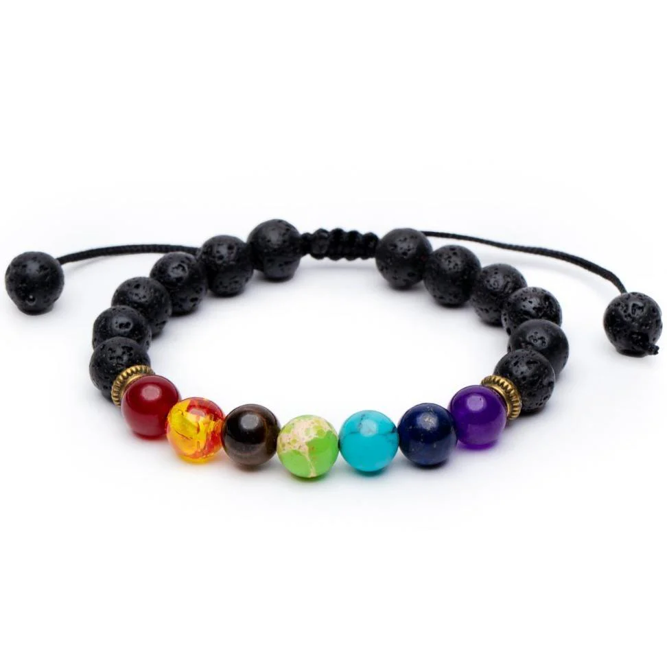 Badu Chakra Armband - Lavasteen Verstelbaar - Volharding