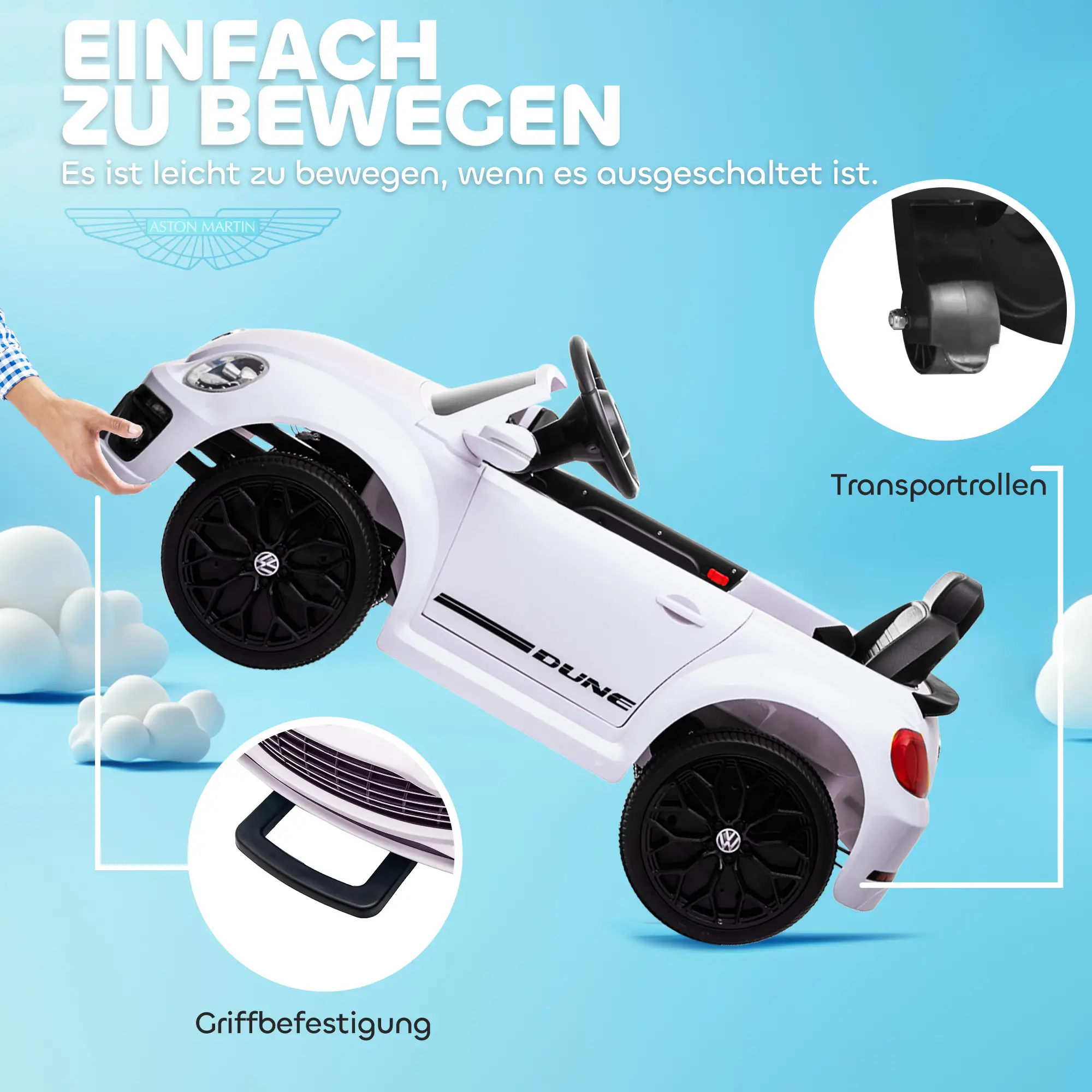 AIYAPLAY Kinder Elektroauto 12V mit Fernbedienung Weiß