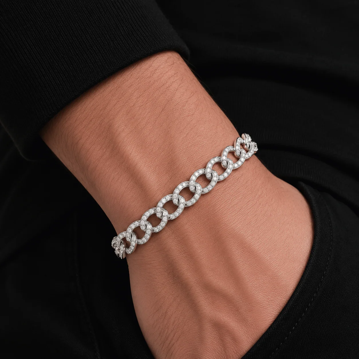Big Daddy 8MM Iced Curb Cuban Silver Bracelet