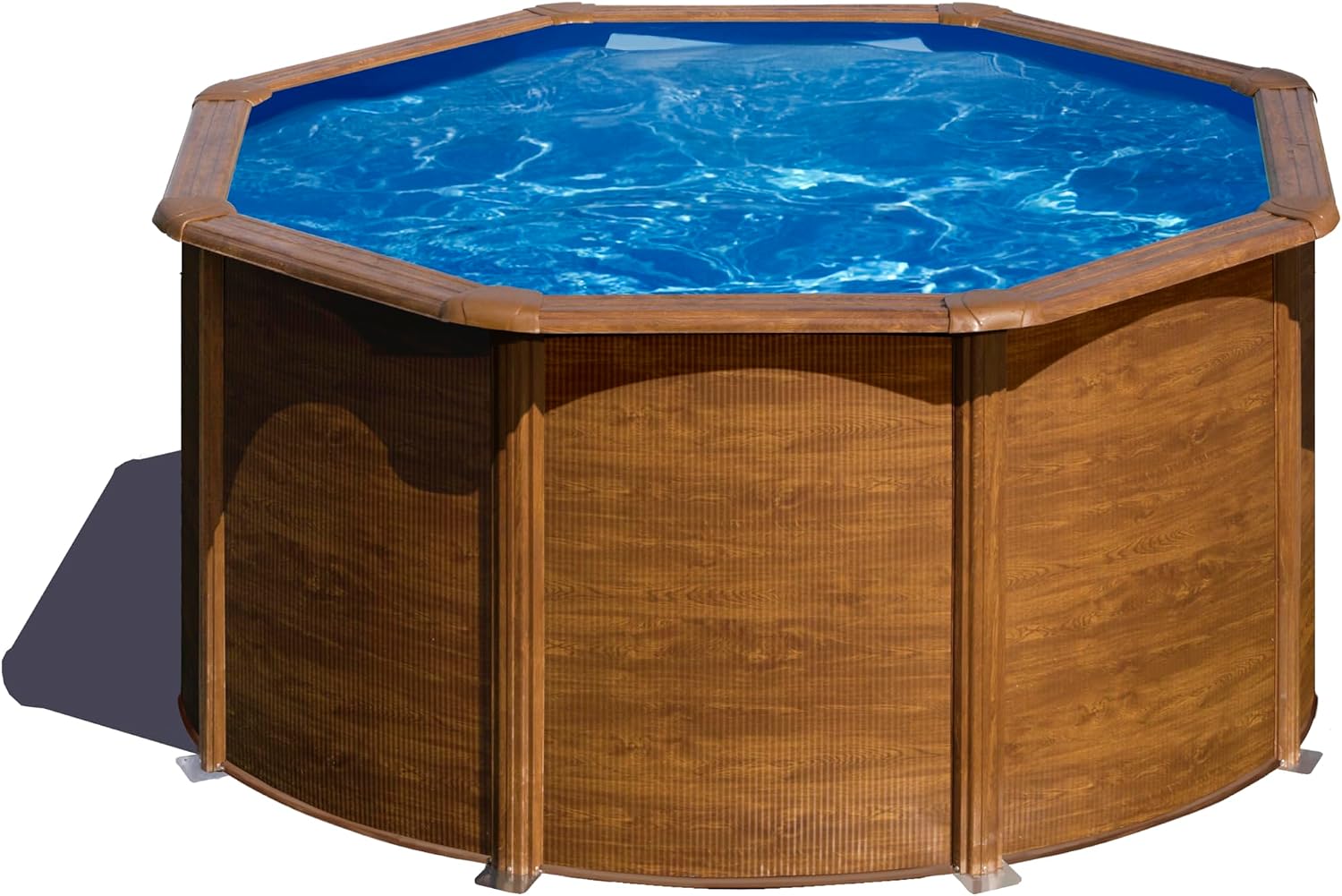 Piscina de Acero Elevada,Redonda con Aspecto Madera. Piscinas Desmontables para Jardín. 240 x 120 cm - Piscina Gre KIT240W Pacific.