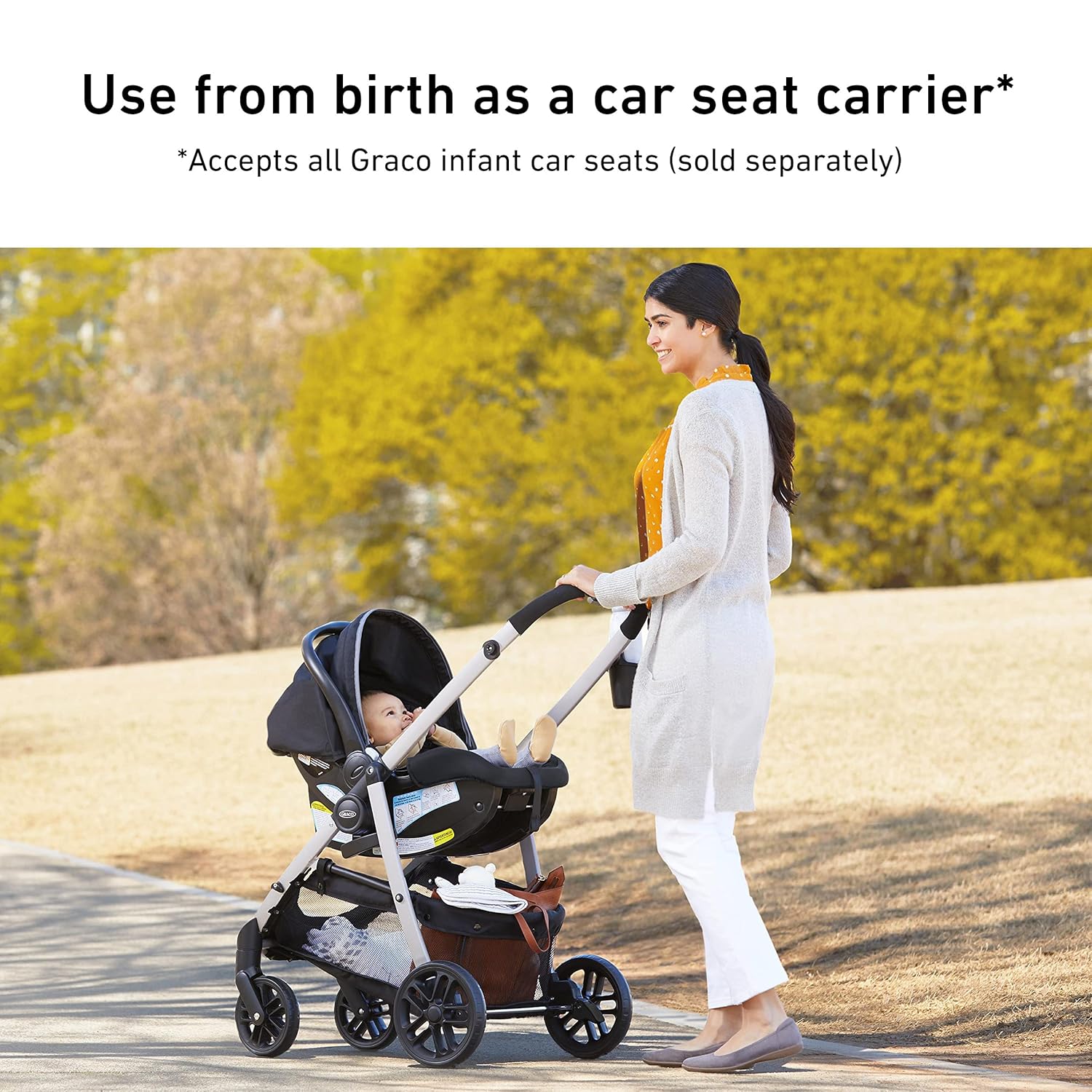 Graco Modes Pramette 3-in-1 Travel System, Stroller & Car Seat Combo, Reversible Seat, Ellington