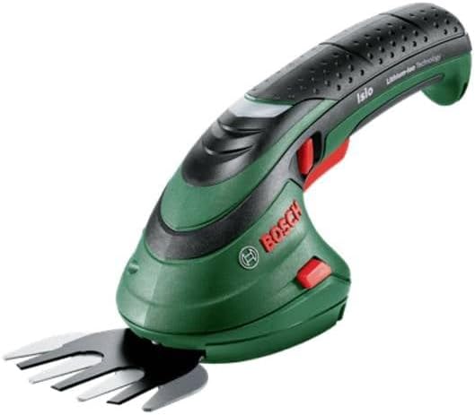 Bosch Akku Grasscheren Set Isio (3,6 Volt, Messerlnge 12 cm, Messerabstand 8 mm, mit XL-Gartenhandschuhen inklusive, in Softcase) – Amazon Edition