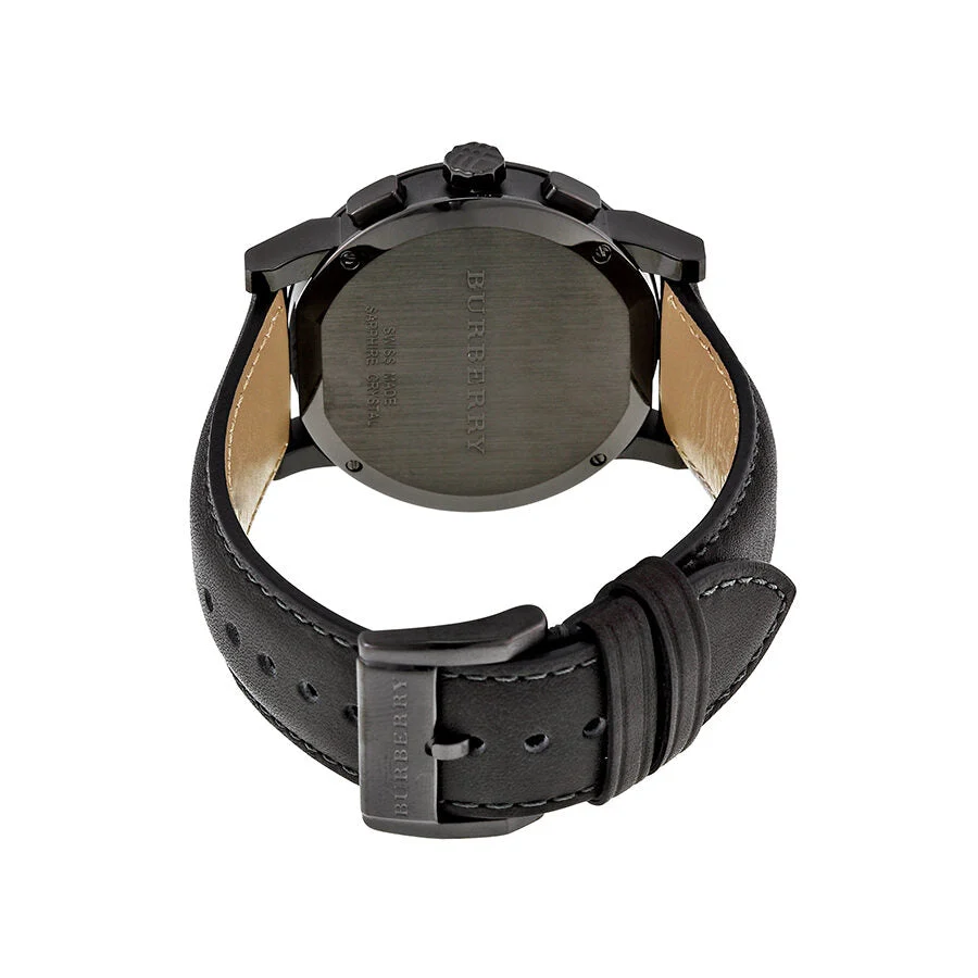 Burberry Chronograph Dark Grey Dial Dark Grey Leather Men's Watch BU9364
