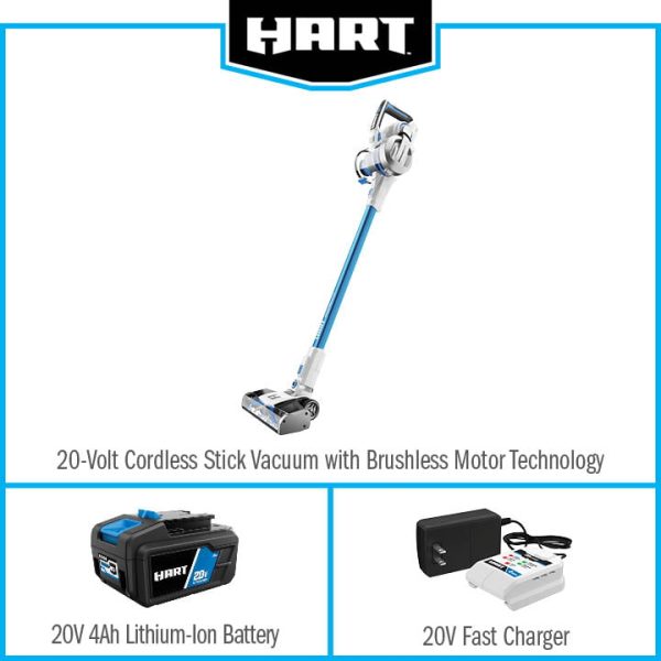 20-Volt Cordless Stick Vacuum with Brushless Motor Technology, (1) 4.0 Ah Lithium-Ion Battery