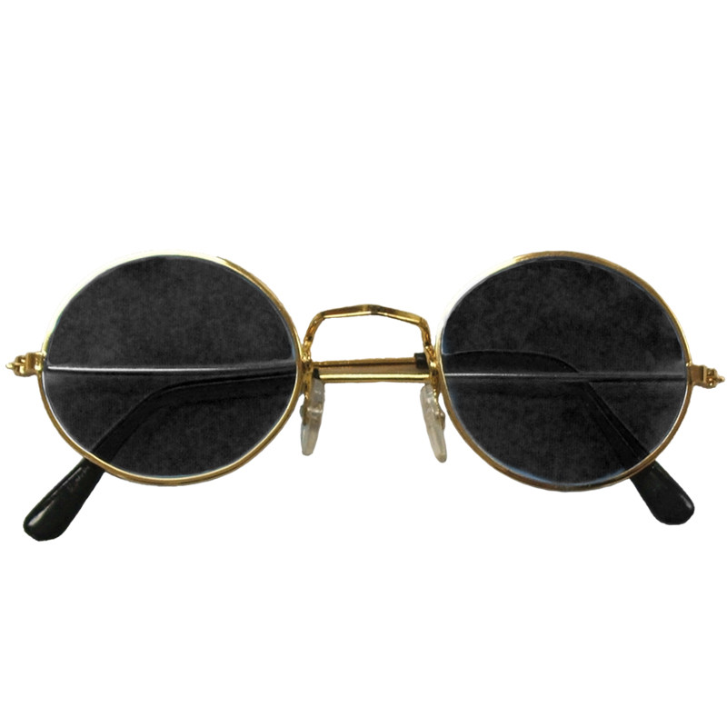 Lennon Style Sunglasses Gold Frame/ Black Lens 1087