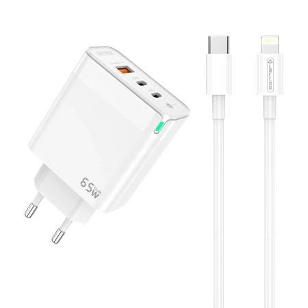 65W USB-C Schnellladegerät PD mit 3-Ports Kompaktes Netzteil Universal mit Kabel