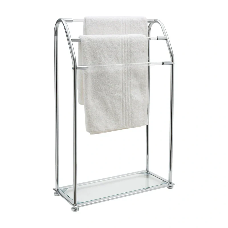 Freestanding Acrylic Towel Rack by Organize It All - Dimensions: 22.75 x 9.87 x 34.12 inches