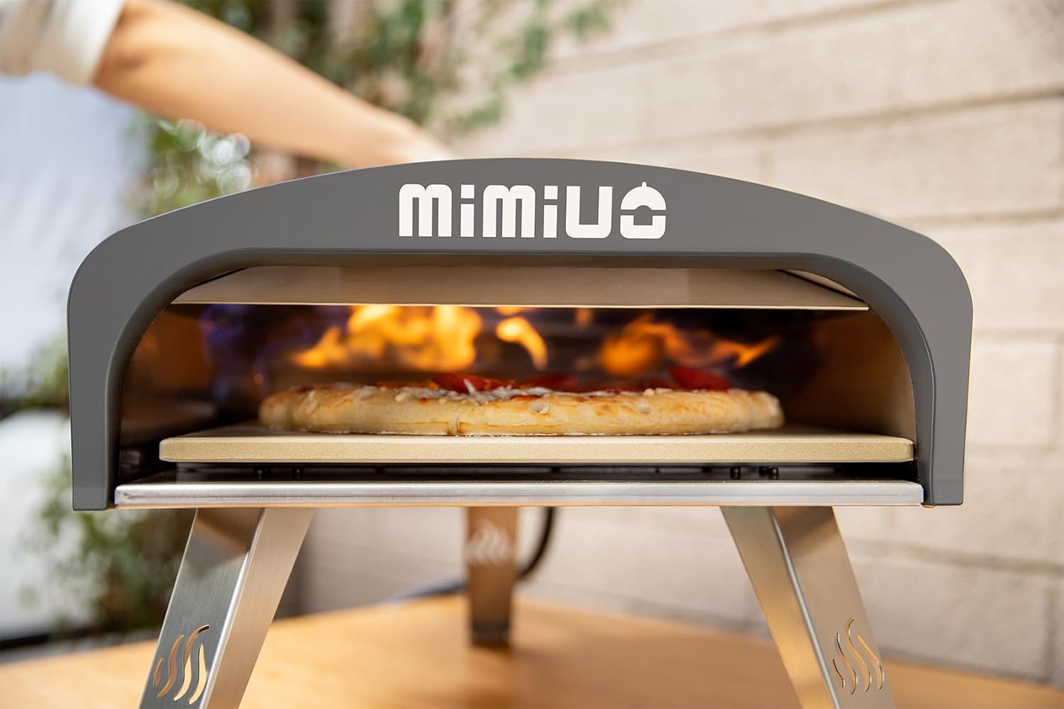 Mimiuo Gas Pizzaofen mit Pizzastein und Pizzaschaufel, mobiler Pizzaofen, Tragbar Pizza Ofen für Terrasse und Balkon, Pizzaofen für den Garten, outdoor, Gas Pizza Oven, Schwarz