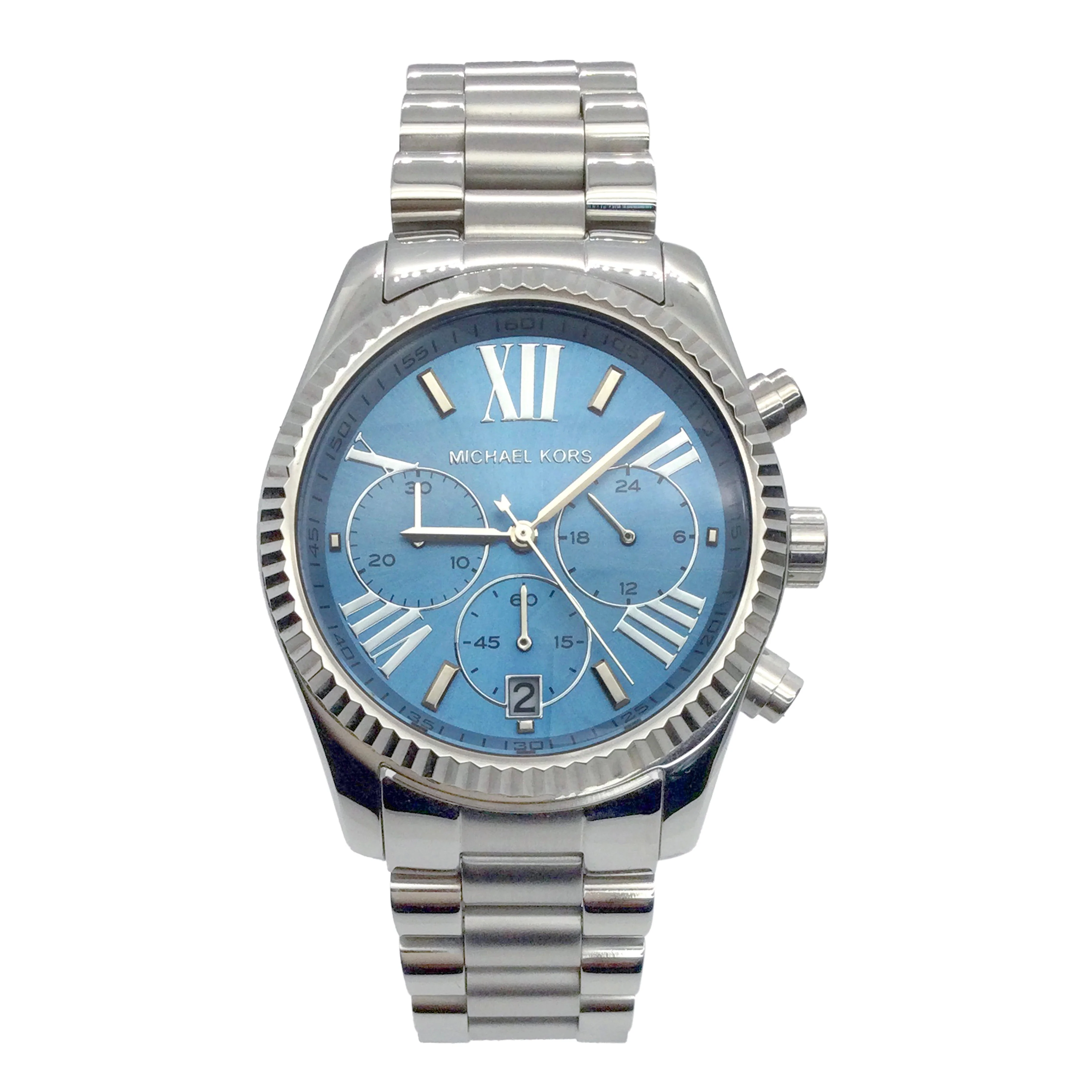 Michael Kors Lexington Blue Dial Silver Unisex Watch - MK5887