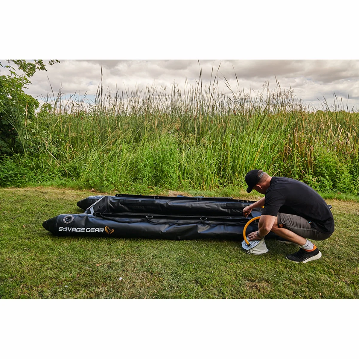 2 Person Inflatable Kayak Fishing PVC Boat – 130” x 43” x 11.8” with Aluminum Alloy Seat, Paddle, Inflatable Mat, Repair Kit, Fin