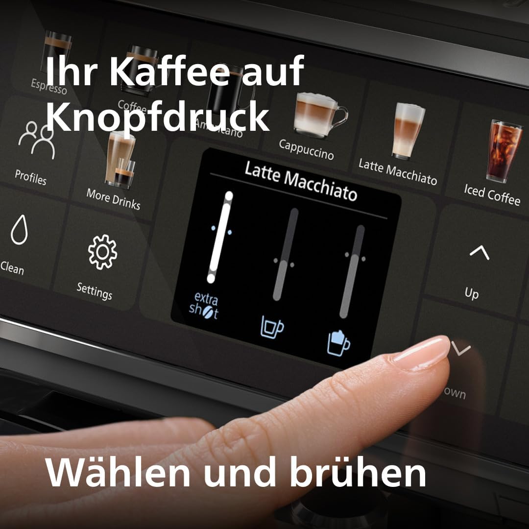 Philips Serie 5500 Kaffeevollautomat – LatteGo Milchsystem, 20 heiße und kalte Kaffeespezialitäten, 40% leiser mit SilentBrew, QuickStart, Schwarz/Grau (EP5544/50)