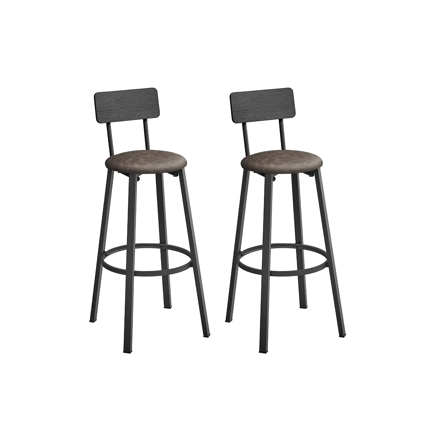 Taburetes de Bar de Barra Tapizados de PU Taburete Alto con Reposapiés
