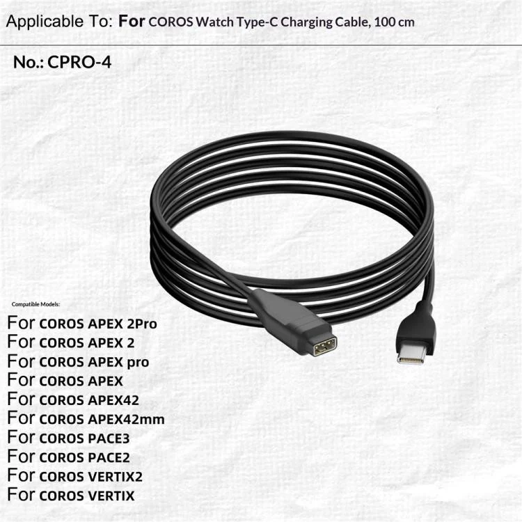 Type-C Port Smart Watch Charging Cable, Length: 1m, For Coros Pace 3 / Apex 2 / Apex 2 Pro