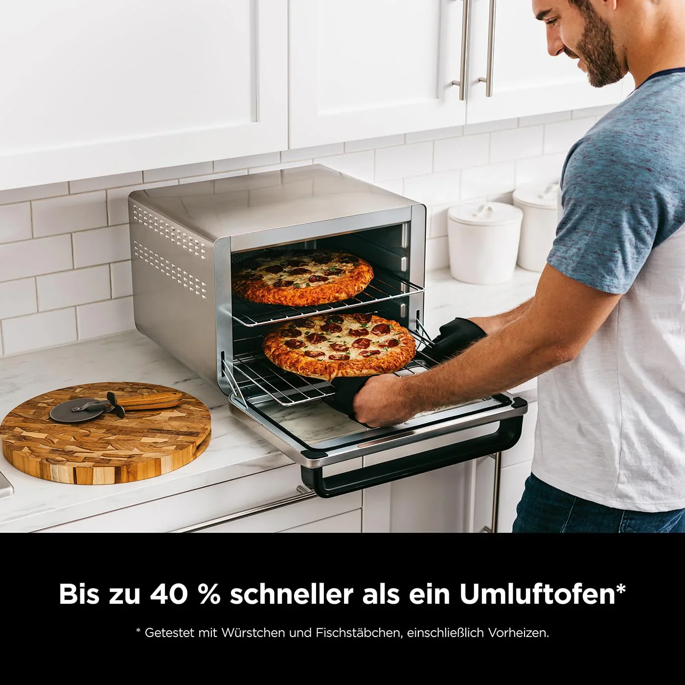 2025 Horno multifunción Ninja Foodi 10 en 1, mini horno portátil para encimera, horno versátil con 10 funciones de cocción; Air Fry, asar, grill, hornear y más, plata/negro DT200EU