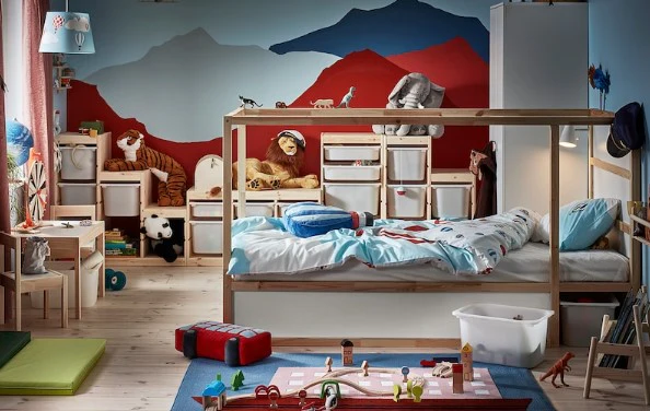 2025 KURA Omkeerbaar Bed, Wit/Den, 90x200 cm
