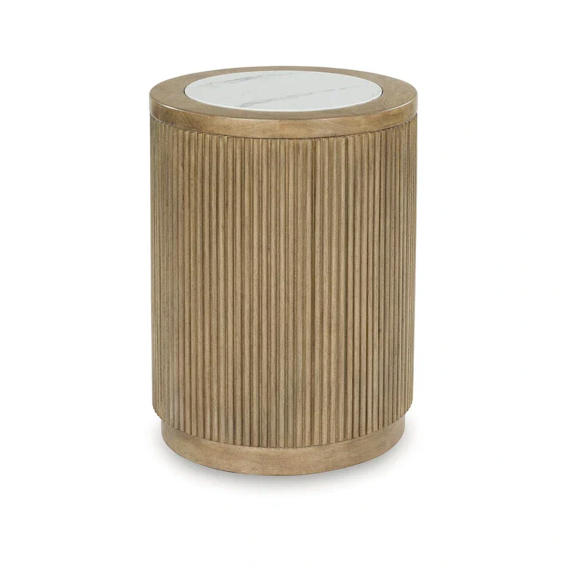 Signature Design by Ashley Camdill Light Brown and White End Table - Dimensions: 18.13