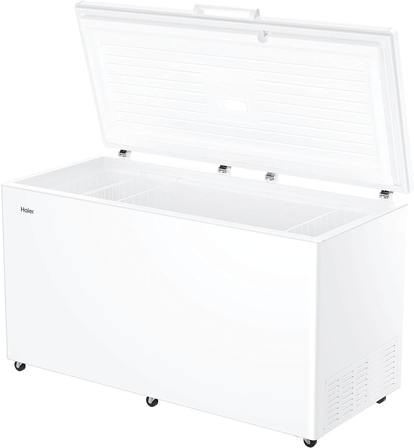 Haier Serie 7 Gefriertruhe, 508 Liter, Fast Freeze-Funktion, antibakterielle Behandlung, einstellbare Temperatur, LED-Licht, Klasse E, 154,5 x 75 x 89 cm, Weiß – HCE520E