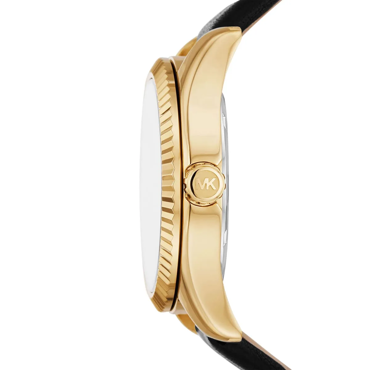 Michael Kors Lexington Three-Hand Gold and Black Genuine Leather Women's Watch - MK4748