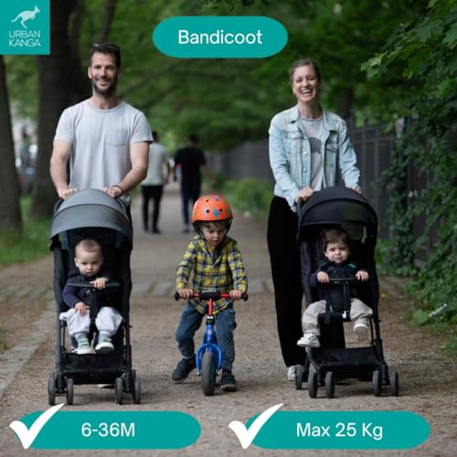 Urban Kanga Bandicoot Passeggino da Viaggio Leggero per Aereo fino a 25 kg (Nero) : Prima infanzia