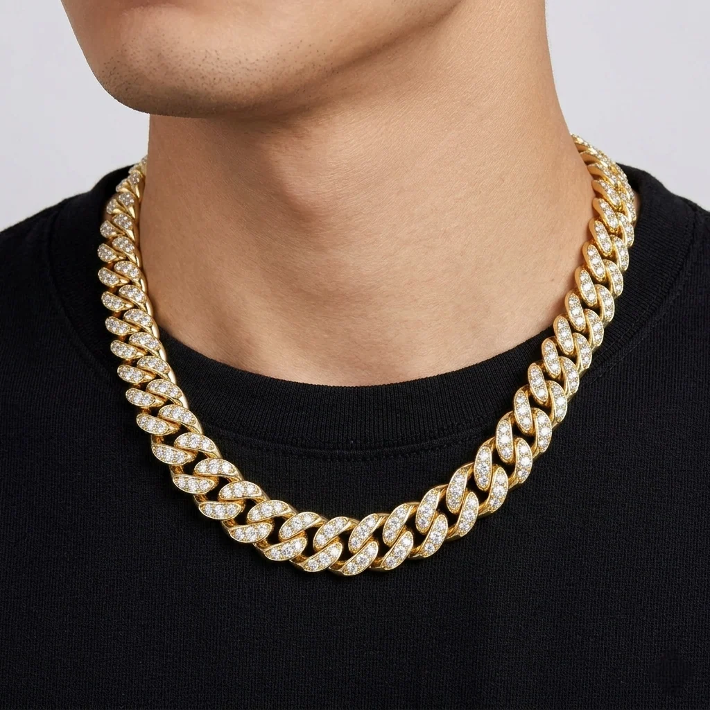 Big Daddy 12MM Bling Cuban Link Gold Iced Out Chain