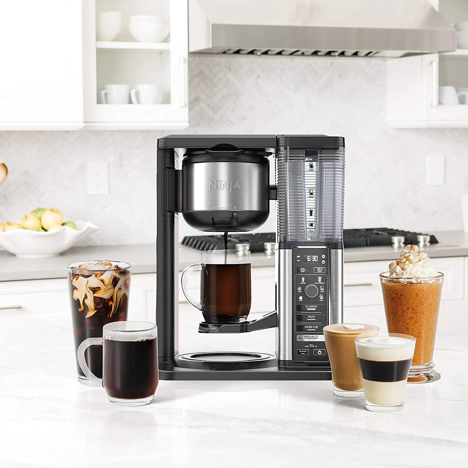 2025 Cafetera Especialidad Ninja con Jarra de Vidrio de 50 Oz, Acabado en Negro y Acero Inoxidable