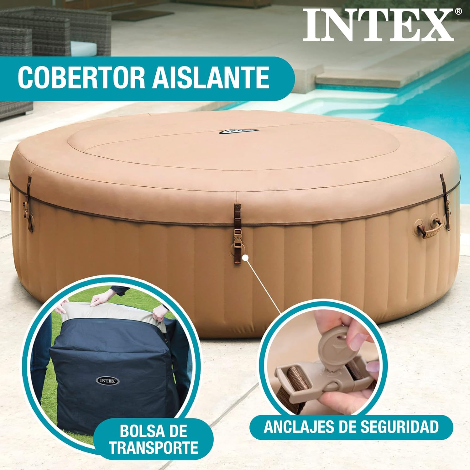 Intex 28428EX Spa hinchable, Beige, 6 Personas