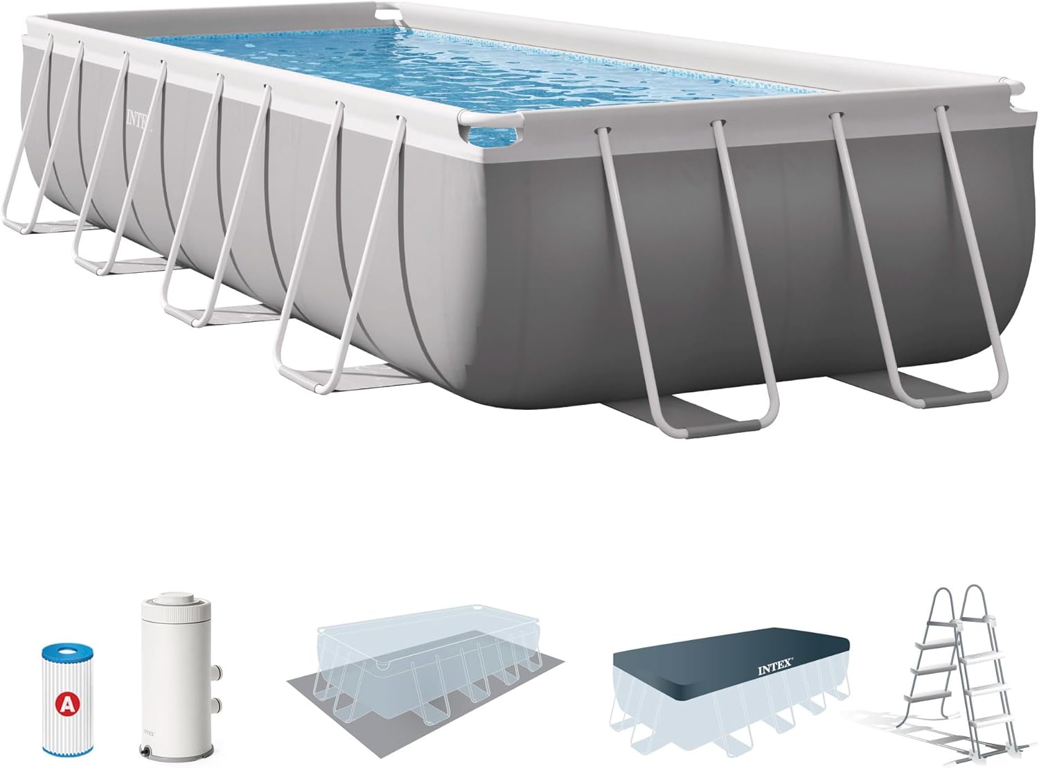 INTEX 55212 - Piscina Rectangular Prisma Frame 488x244x107 cm + depuradora
