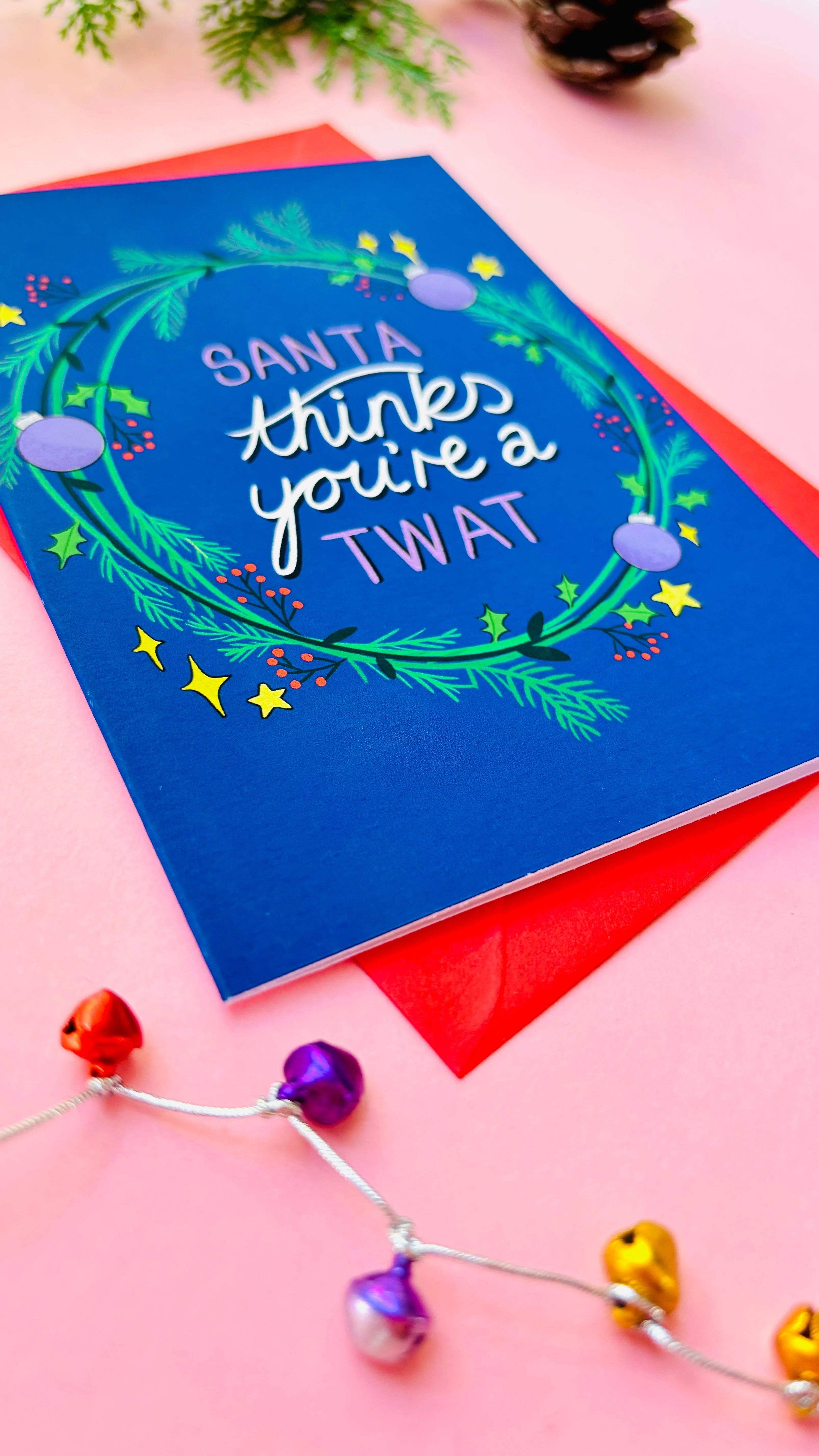 ��Santa Thinks You��re a Tw*t�� Christmas Card �C Funny Cheeky Holiday Greeting