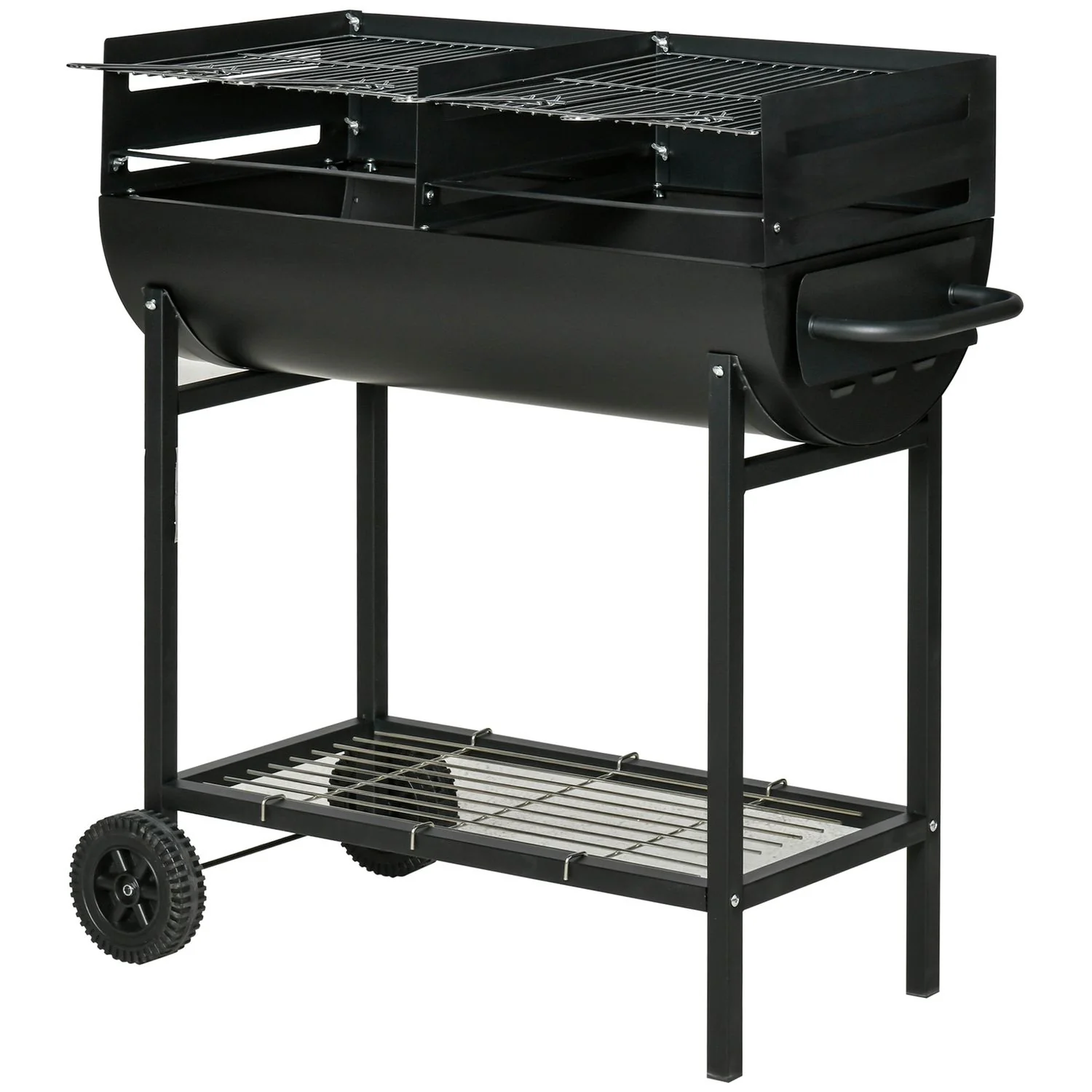 Barbacoa De Carbón De Metal 90x45x96 Cm-outsunny. Negro