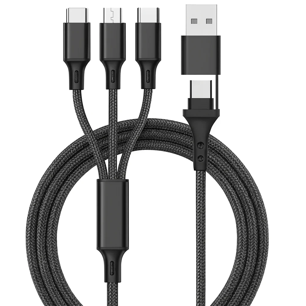 3-in-1 Ladekabel Robustes Mehrfachladekabel mit USB-C Micro und iPhone Anschluss