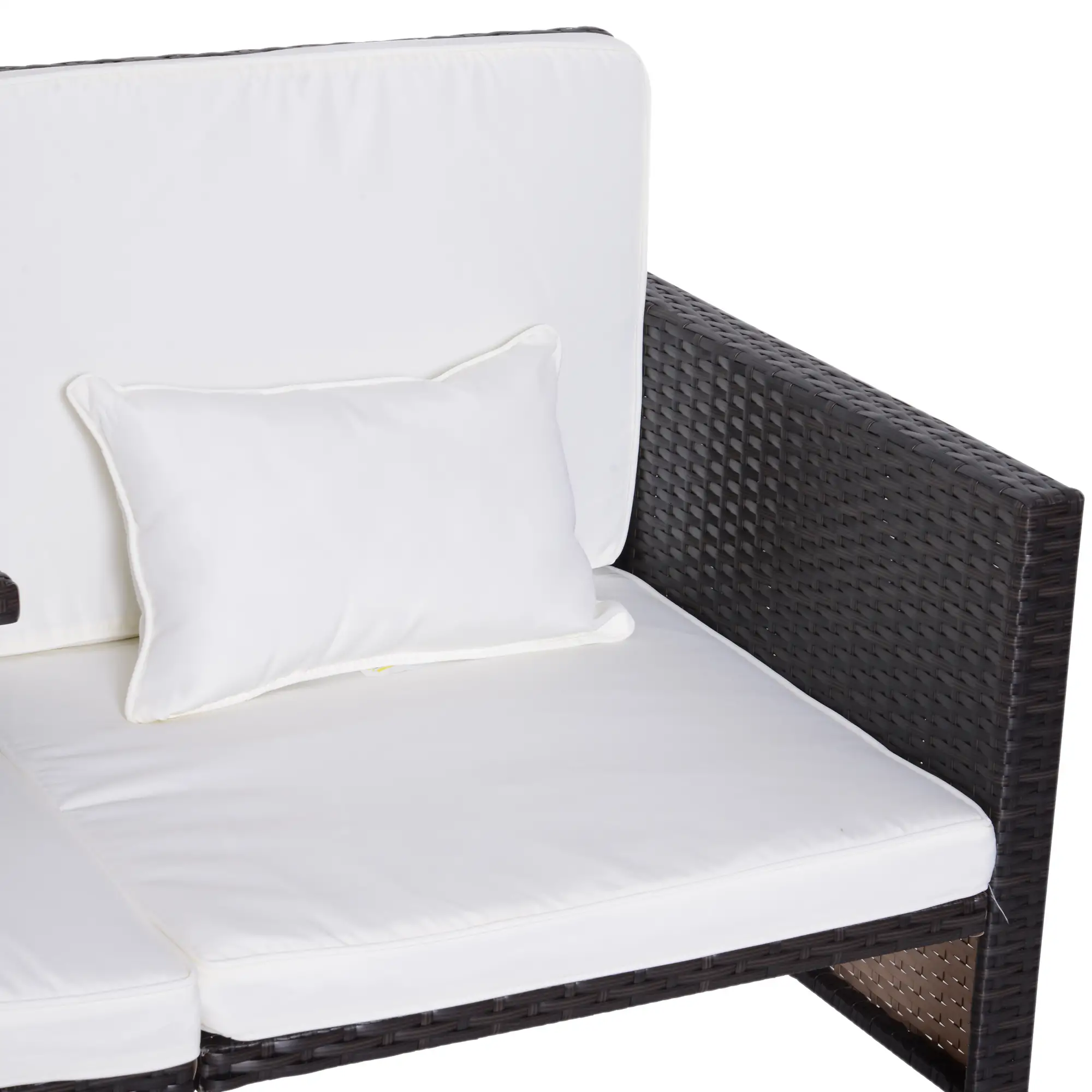 Outsunny Polyrattan Gartensofa-Set 3-teilig mit Hocker Kissen Outdoor