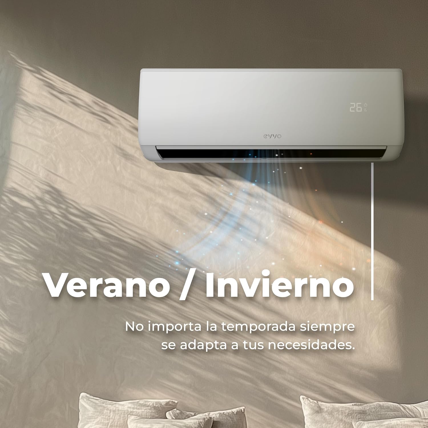 EVVO CLIMA Multi Split Air Conditioner 2x1 WiFi, Efficiency A++, Inverter System, Heat Pump, Dehumidifier, Remote Control, White, 9000 + 12000 BTU