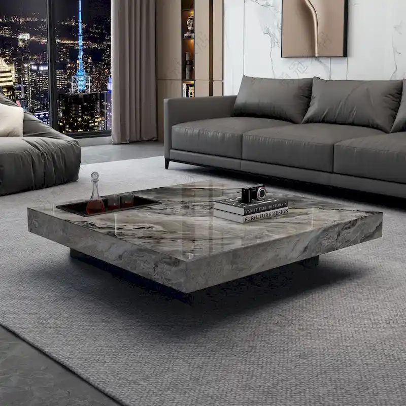 JASIWAY Elegant Sintered Stone Square Coffee Table