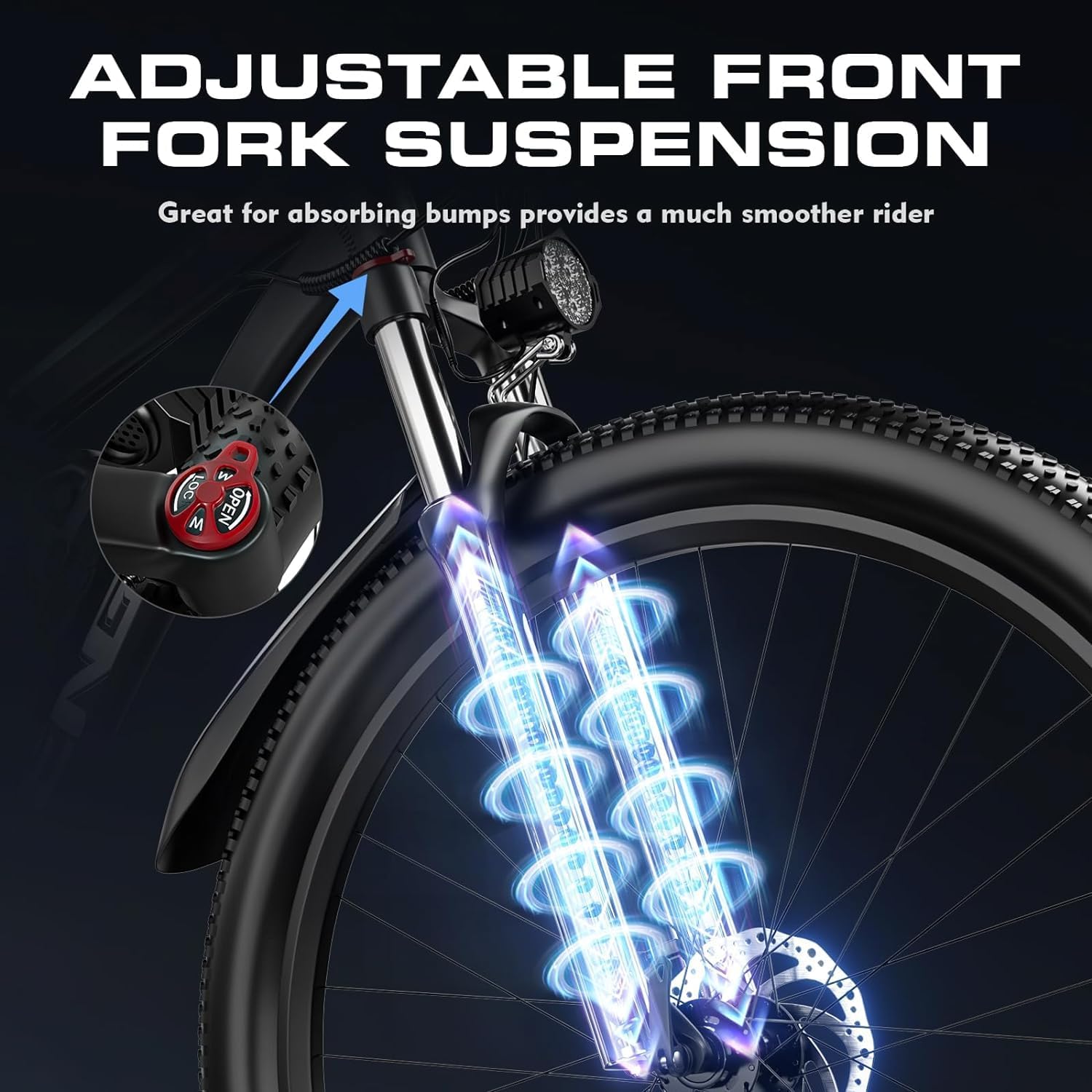 FENGQS Electric Bike for Adults,1000W Brushless Motor,21 Speed Gear,32MPH 55 Miles Ebike,48V17.5Ah Removable Battery Electric Mountain Bike,Commuting E Bike with Fork Suspension