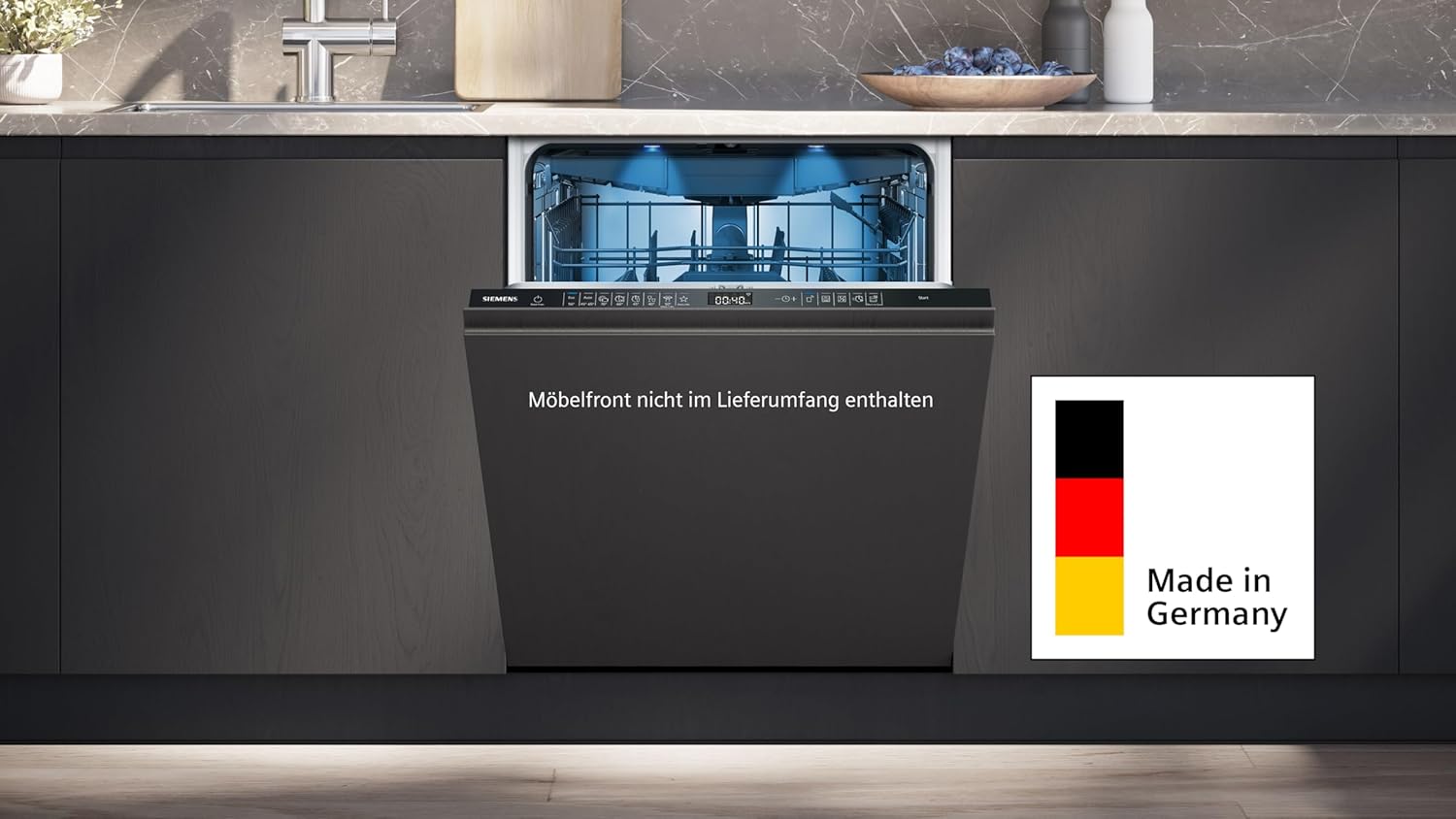 Siemens SX95EX12CE, iQ500 Smarter Geschirrspüler, Vollintegrierte Spülmaschine, 60 cm, Made in Germany, XXL, Besteckschublade, Extra leise, varioSpeed,autoOpen dry, glassZone, varioScharnier
