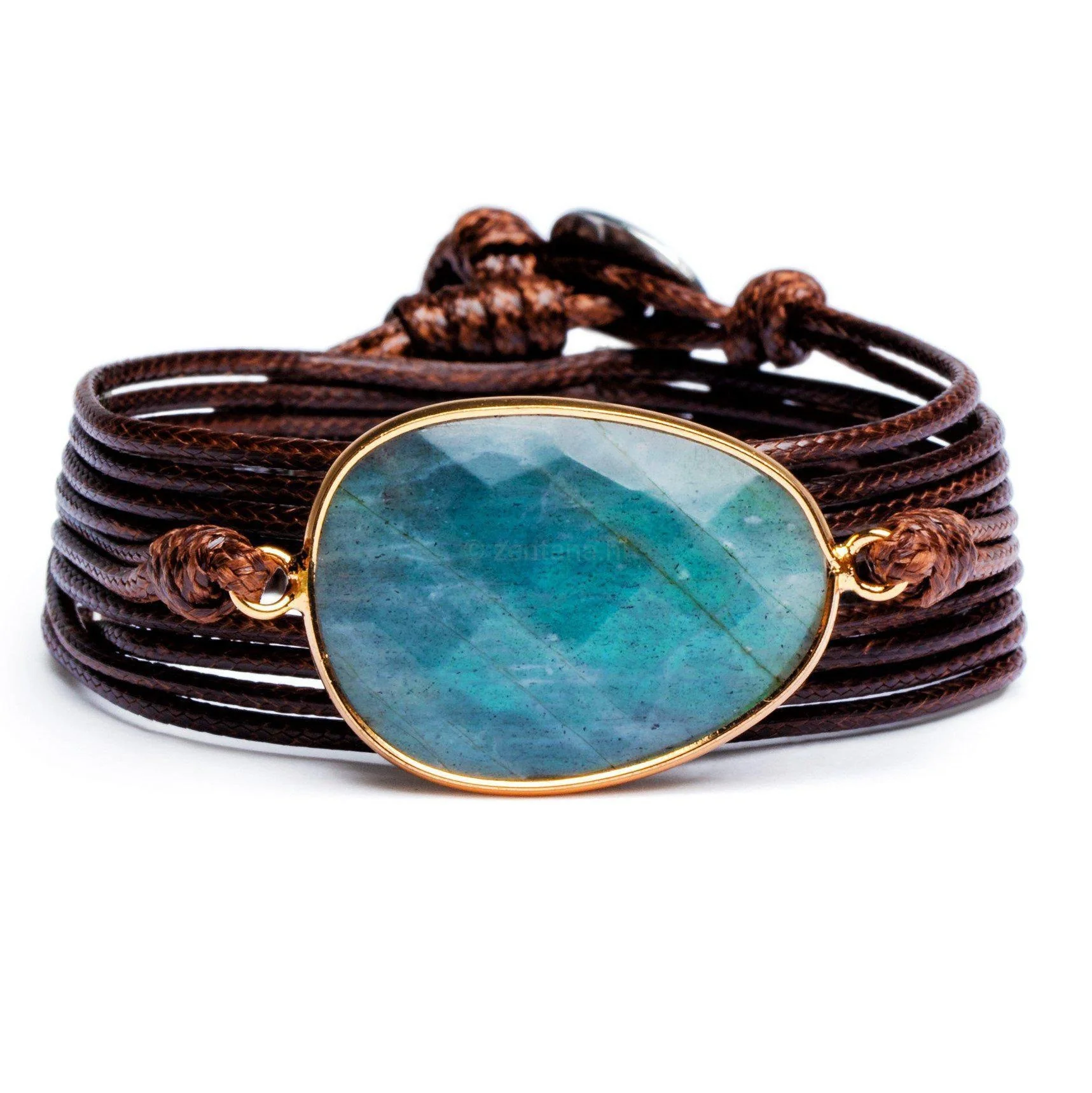 Wikkelarmband Balans - Labradoriet - Polygoon Geslepen - Rust