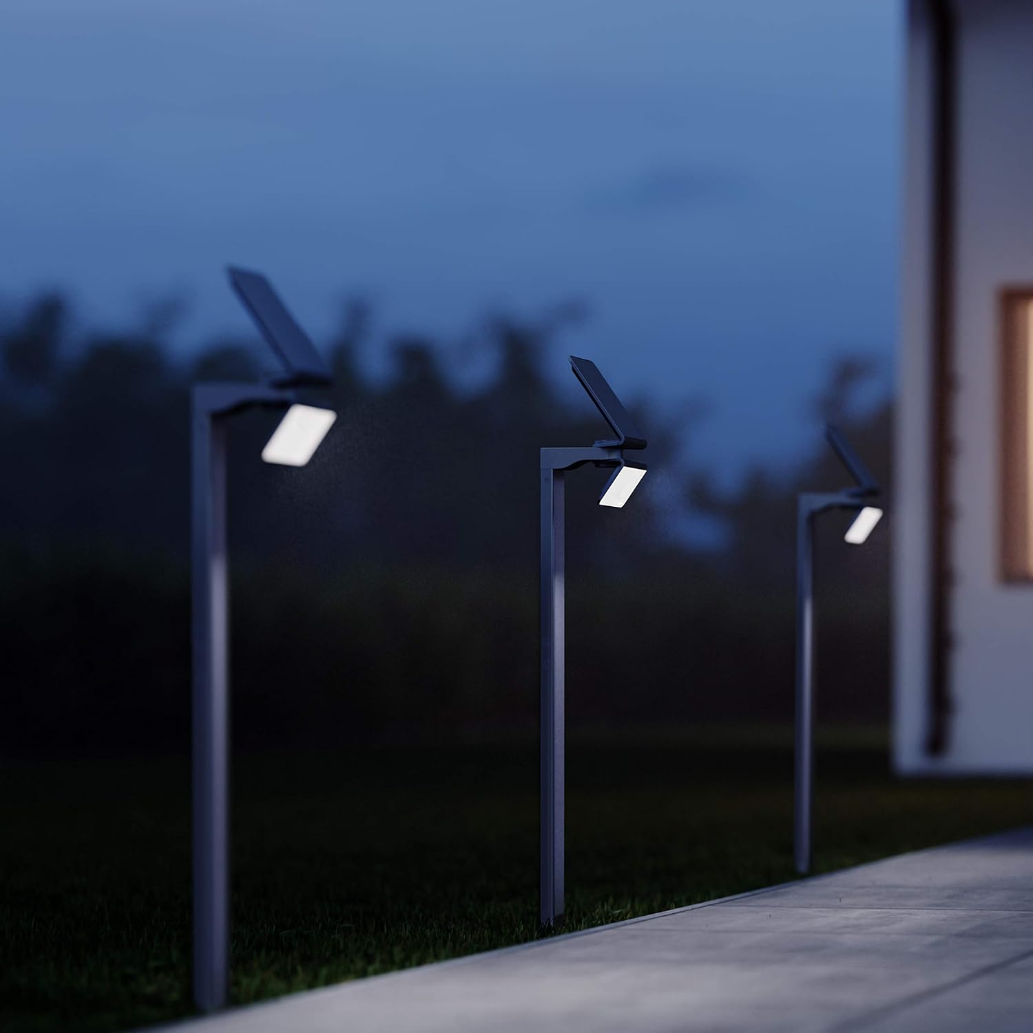 Steinel LED Solarleuchte XSolar GL-S silber, höhenverstellbar, 150 lm, 140° Bewegungsmelder, 5 m Reichweite, Grundlicht