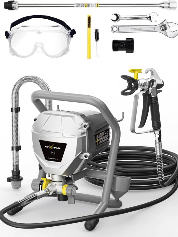 Airless Paint Sprayer, 2024 Version, High Efficiency, Thinning-Free, Minimal Overspray, for Home Exterior & House Interior DIY Painting Projects, with Paint Sprayer Accessories