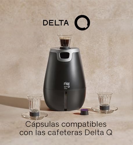 Delta Q   Macchina da caffè Rise   Nero   19 Bar a pressione   Sistema di estrazione inversa   2 tazze grandi e 4 piccole compatibili   20 capsule Intensità 14 e 10 capsule decaffeinato : Casa e cucina