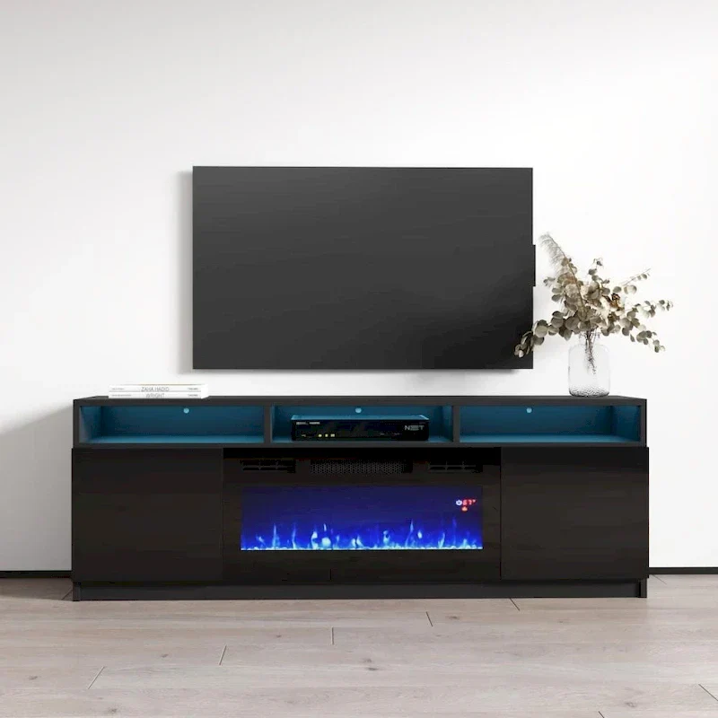 Modern 63-Inch TV Stand with Reno 05 Electric Fireplace